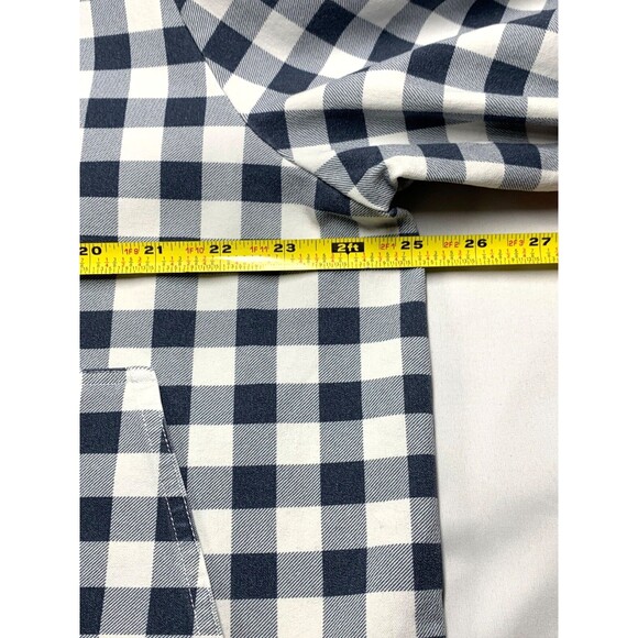 Isaac Mizrahi Crop Jacket XXL Navy White Gingham Canvas Stretch - Picture 5 of 11